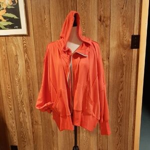 Bucketlist Orangey-Red Zip Hooded French Terry Jacket (L)